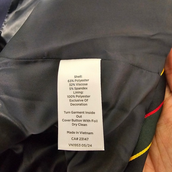 Talbots 16 Navy Blue Double Breasted Blazer Jacket Crest Buttons Tartan Heritage - Picture 11 of 11